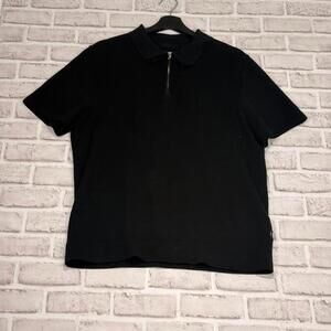 Jack & Jones Premium Milano Spring Knit‎ Polo 1/4 Zip Sweater Black Men's Size L